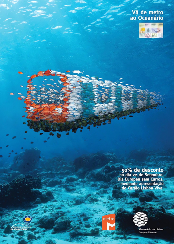 Advertising creative from the Lisbon Metro and Oceanarium.