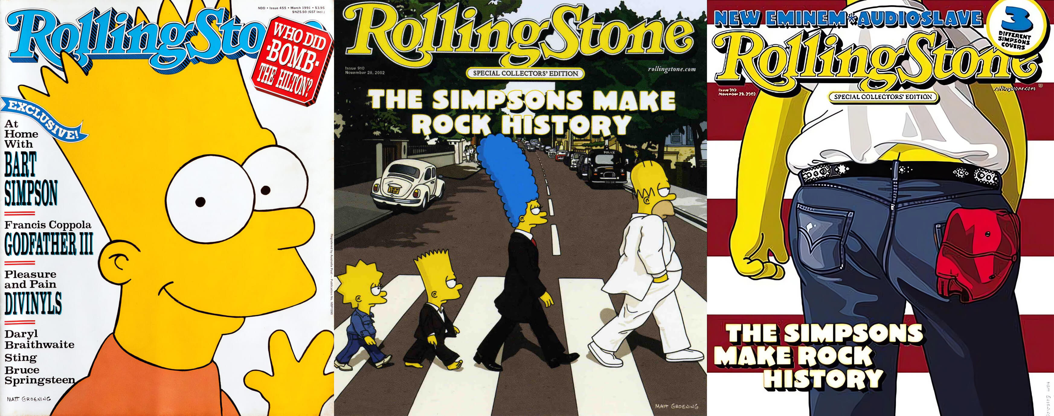 Обложки Rolling Stone с Симпсонами за 1990 и за 2002 год